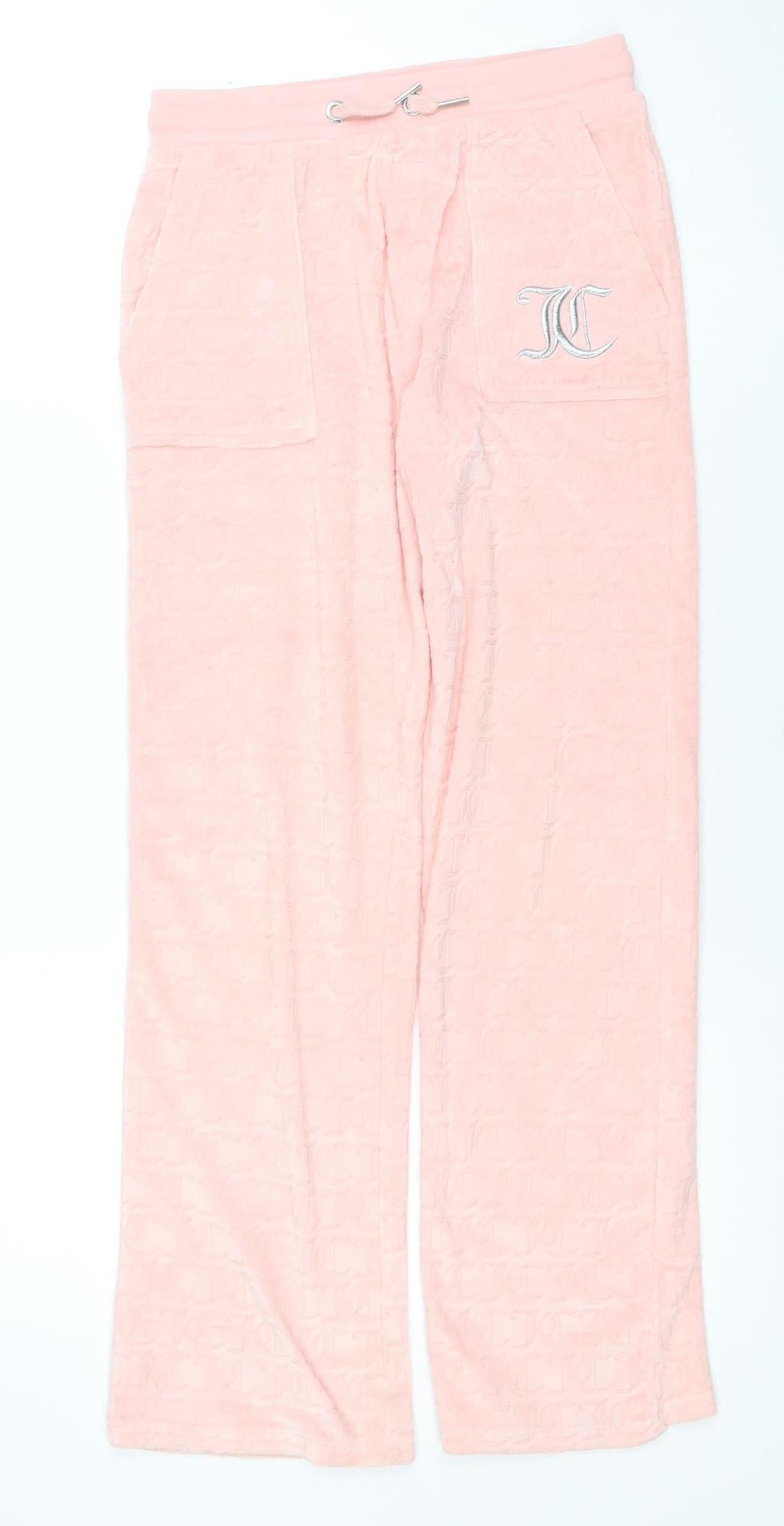 Juicy Couture Girls Pink Velour Sweatpants 10-11 Years Elastic Waist