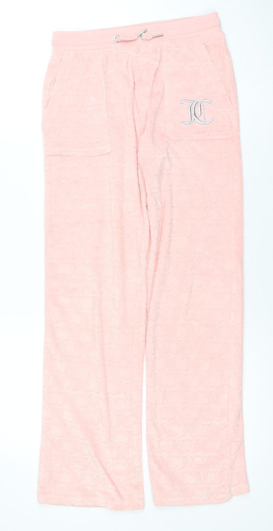 Juicy Couture Girls Pink Velour Sweatpants 10-11 Years Elastic Waist