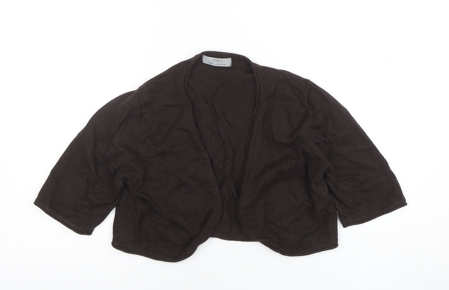 Marks and Spencer Women Brown 3/4 Sleeve Angora Shrug Size 10