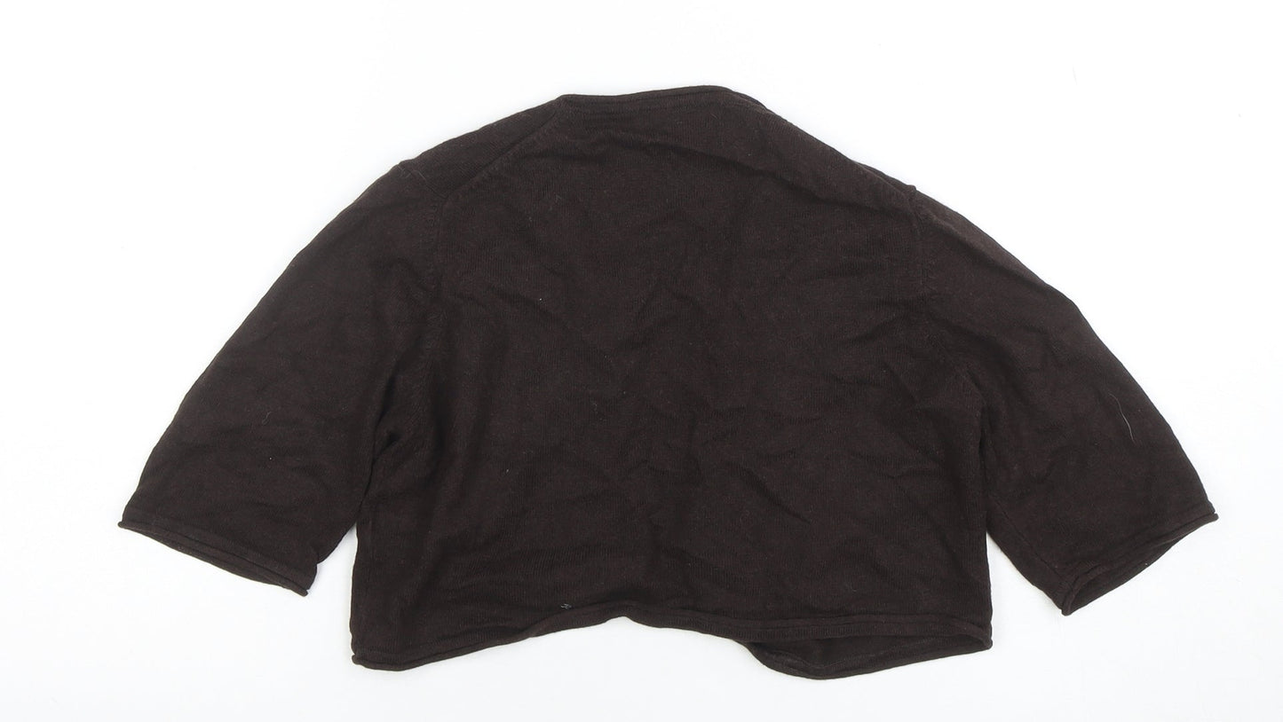 Marks and Spencer Women Brown 3/4 Sleeve Angora Shrug Size 10