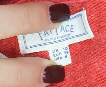 FatFace Women’s Red Linen Blend Crew Neck Long Sleeve Jumper UK 10