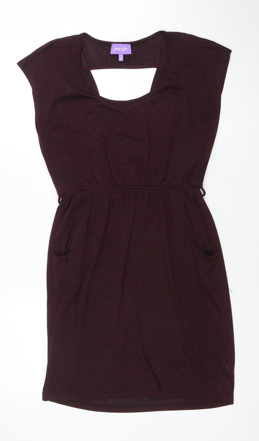 Purple Women's Brown Size 14 Sleeveless Bodycon Stretch Dress