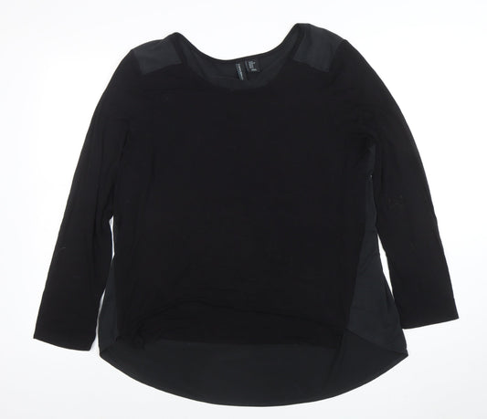 Cynthia Rowley Women’s Black XL Long Sleeve Scoop Neck Jersey Blouse
