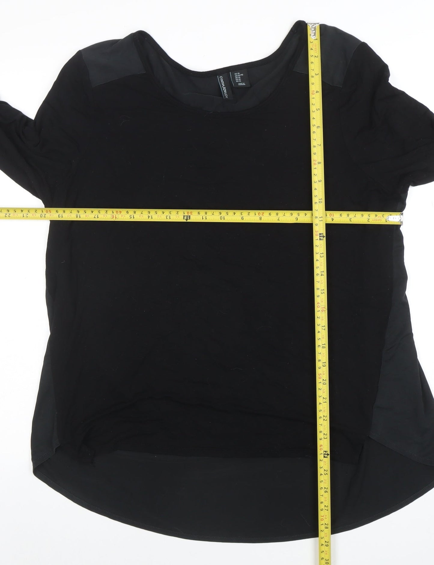 Cynthia Rowley Women’s Black XL Long Sleeve Scoop Neck Jersey Blouse