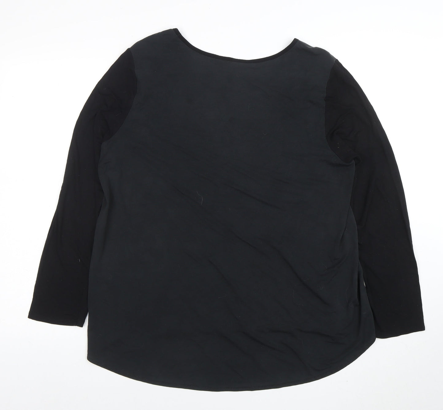 Cynthia Rowley Women’s Black XL Long Sleeve Scoop Neck Jersey Blouse