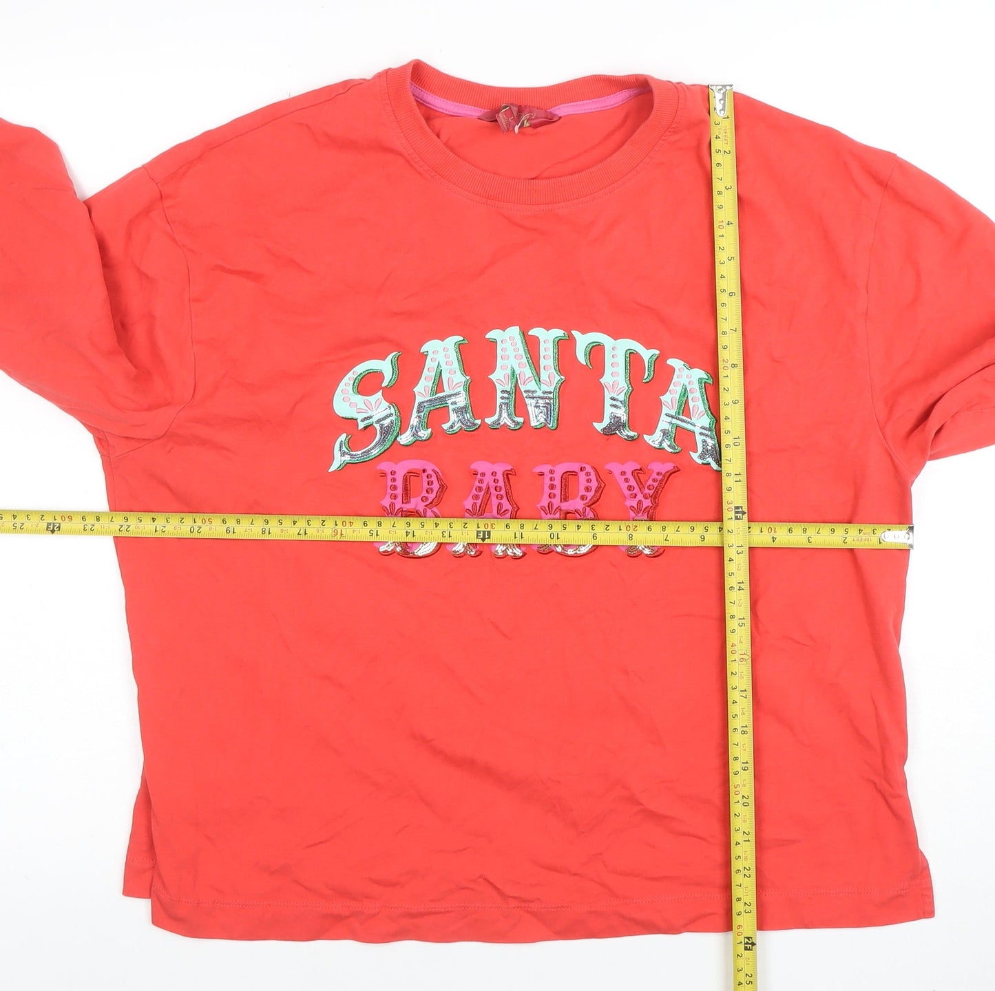 Next Womens Red Santa Baby Long Sleeve Cotton T-Shirt Size L