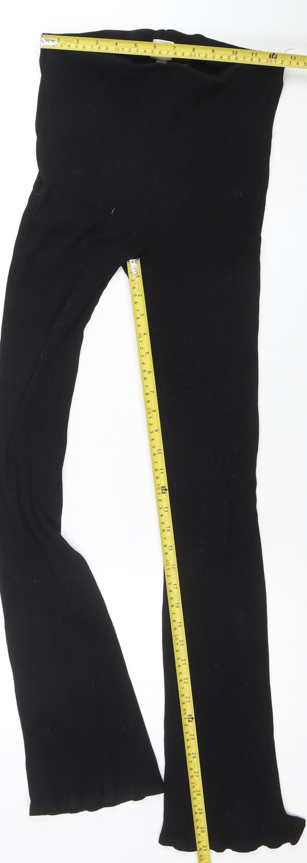 H&M Womens Black Ribbed Leggings Size M Slim Fit Stretch Trousers