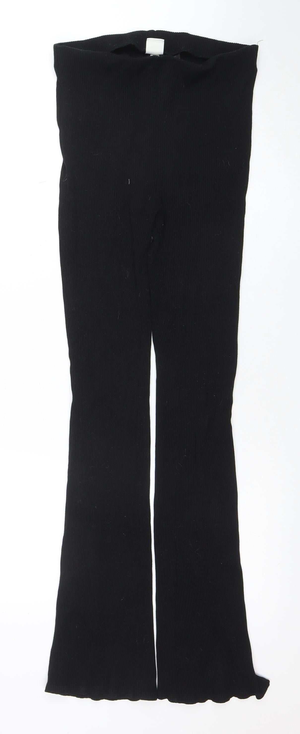 H&M Womens Black Ribbed Leggings Size M Slim Fit Stretch Trousers