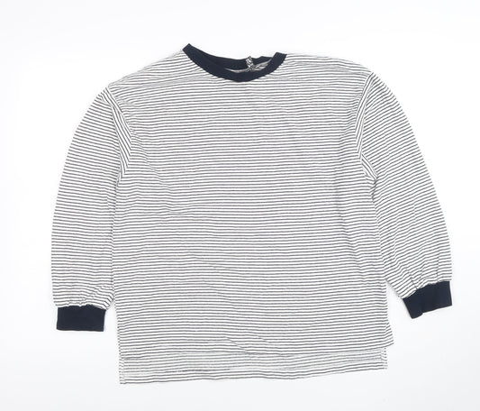 ASOS Women’s White Navy Striped Ringer Long Sleeve Cotton T-Shirt Size 10