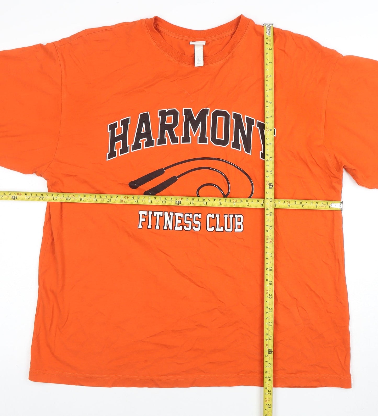 H&M Women Orange Crew Neck Short Sleeve Graphic T-Shirt Size S