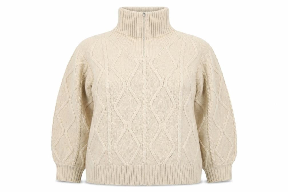 Violet Romance Womens Beige Size 18 Roll Neck Cable Knit Jumper