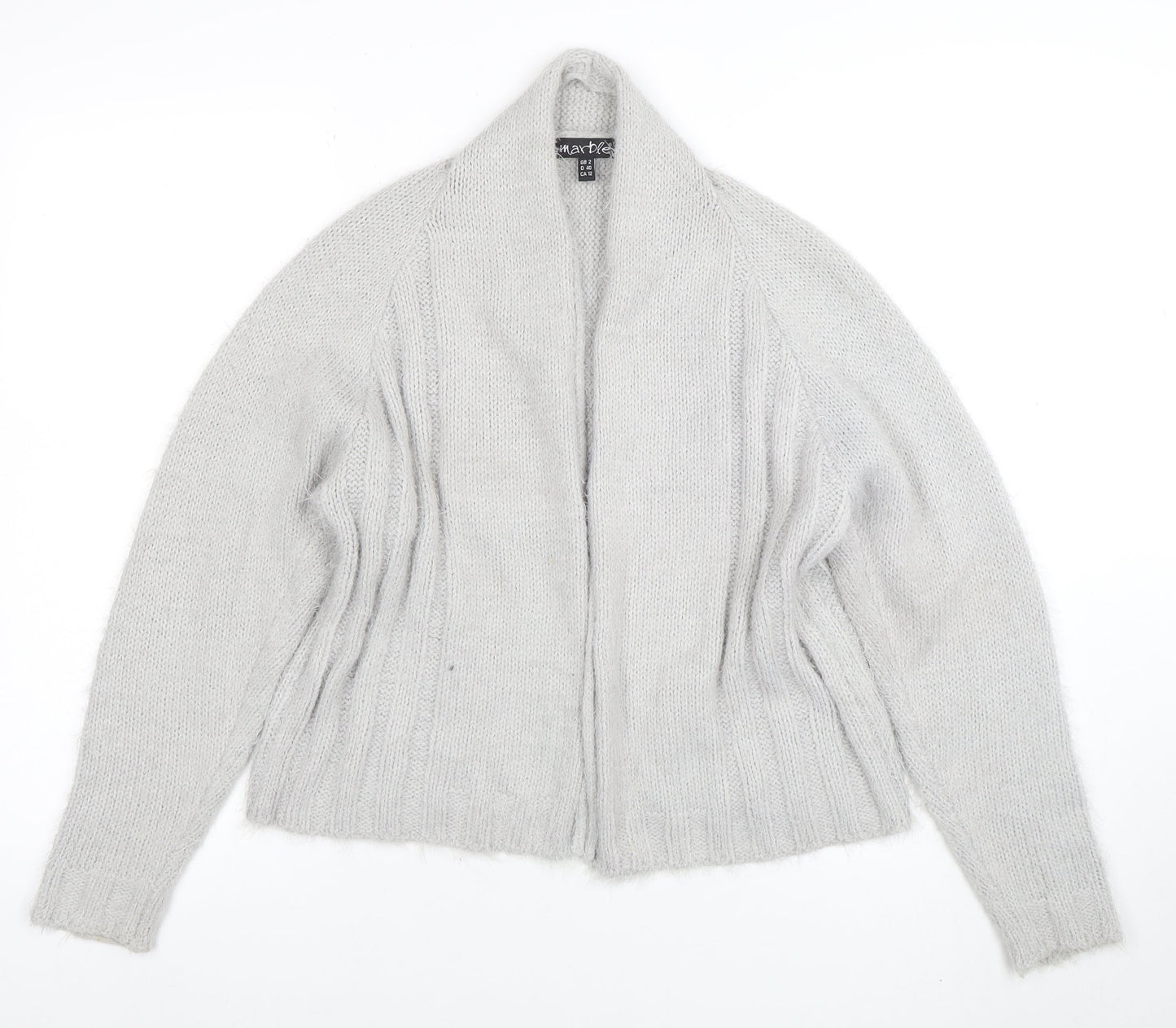 Marble Women's Grey Chunky Knit Open Cardigan Size 12