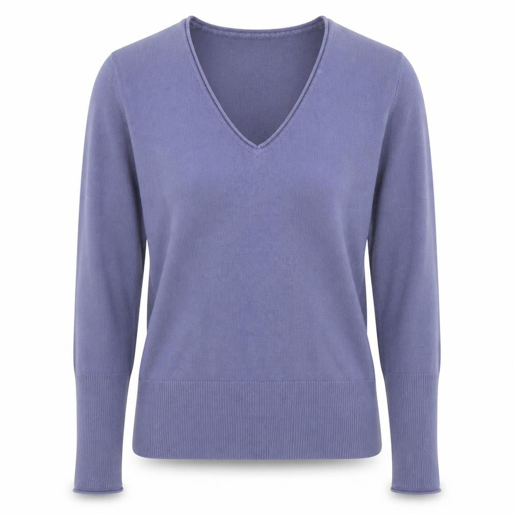 Marks & Spencer Per Una Blue V-Neck Long Sleeve Women's Pullover Jumper Size 14