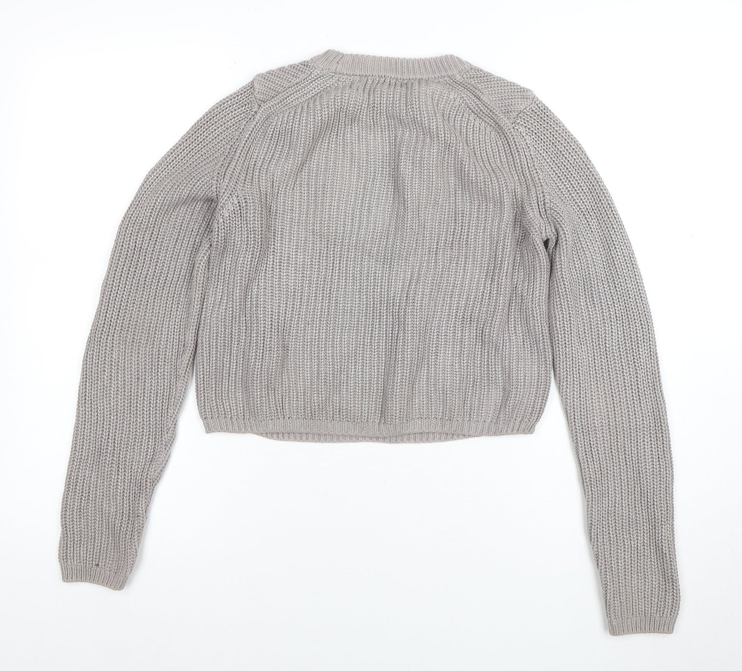 River Island Women's Grey Chunky Knit Cotton Pullover Jumper Size 8