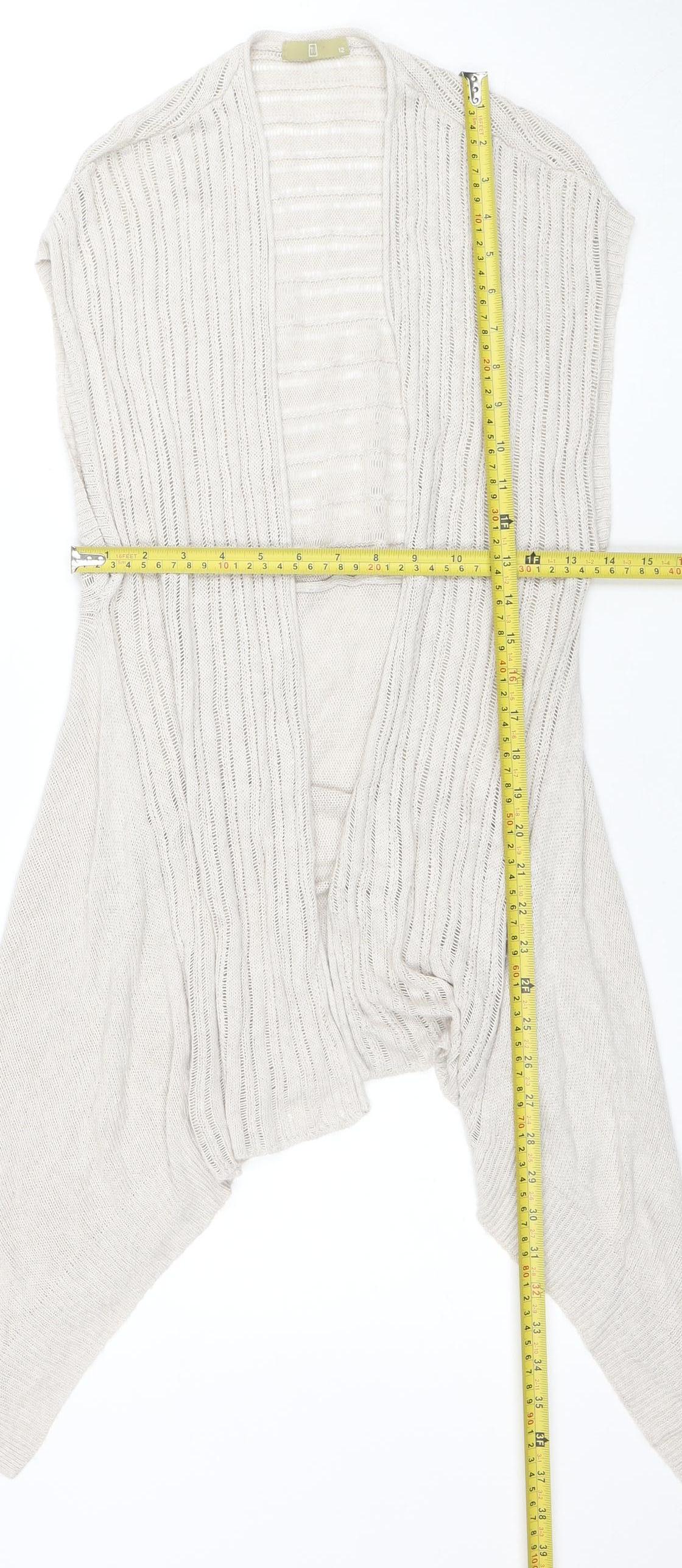 TU Women’s Beige Open Knit Linen Viscose Cardigan Size 12