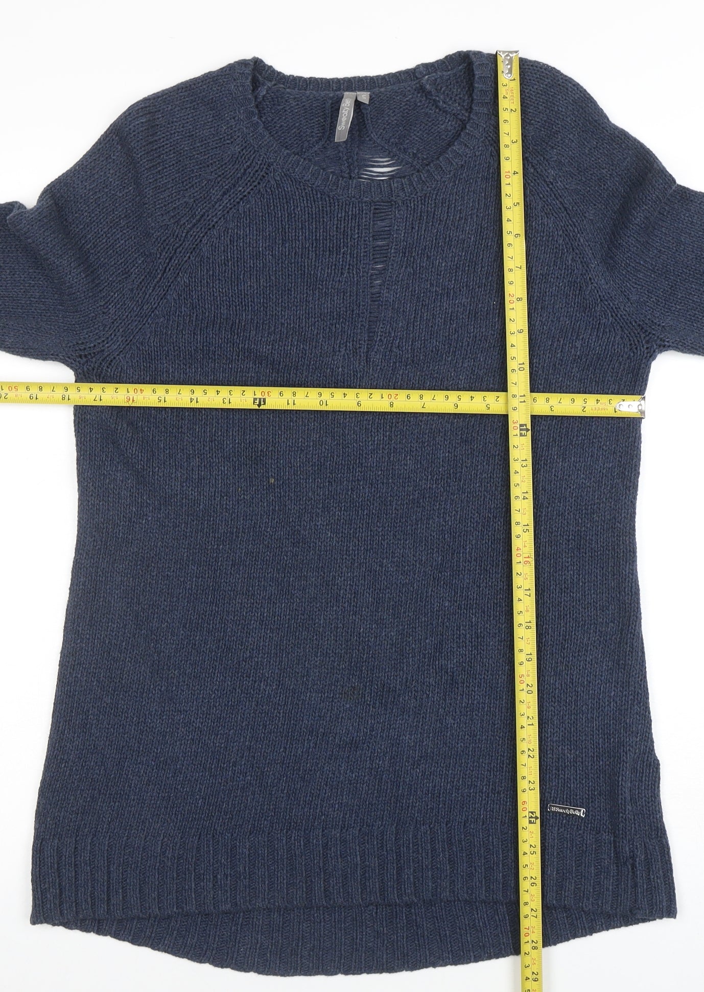 Sweaty Betty Womens Blue Cotton Knit Crew Neck Jumper Size S