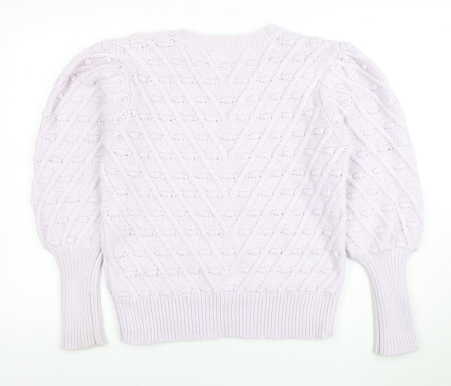 Dorothy Perkins Women's Ivory Cable Knit Puff Sleeve Jumper UK 18