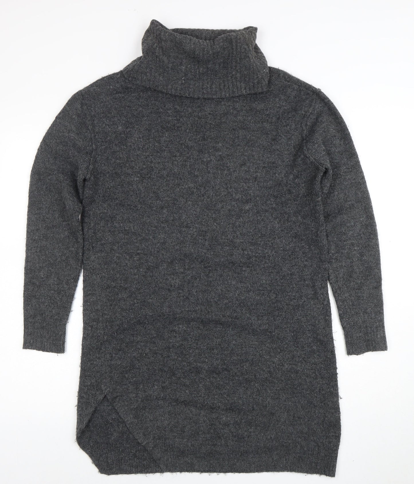 River Island Women’s Grey Jumper Dress Size 10 Roll Neck Knit