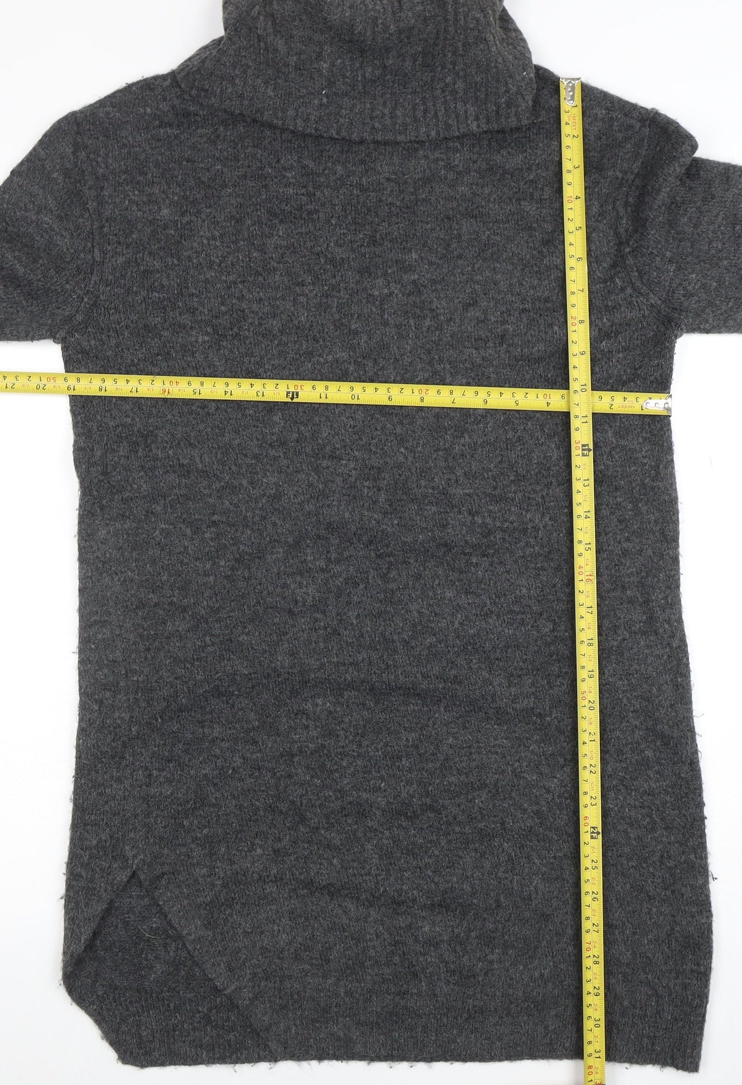 River Island Women’s Grey Jumper Dress Size 10 Roll Neck Knit