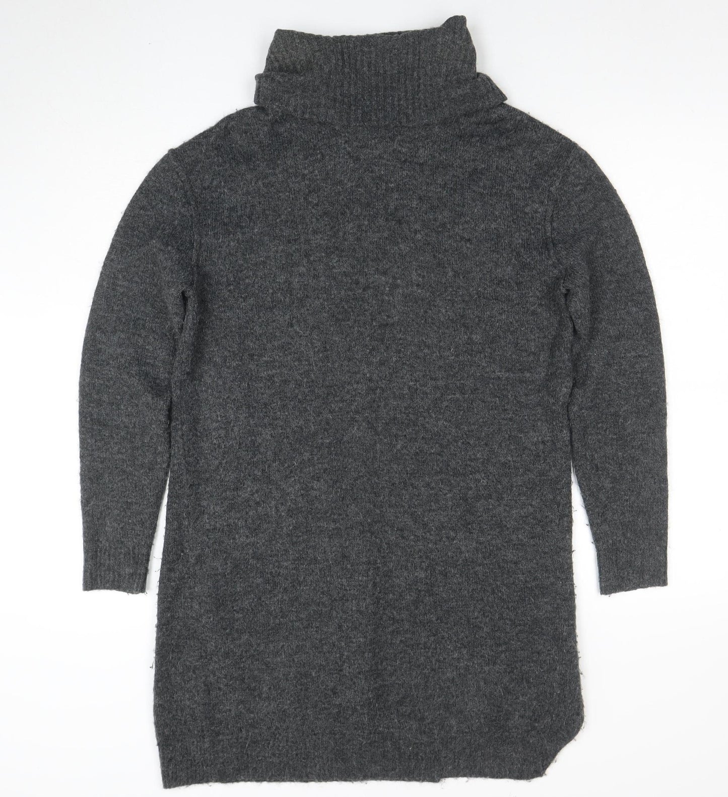 River Island Women’s Grey Jumper Dress Size 10 Roll Neck Knit
