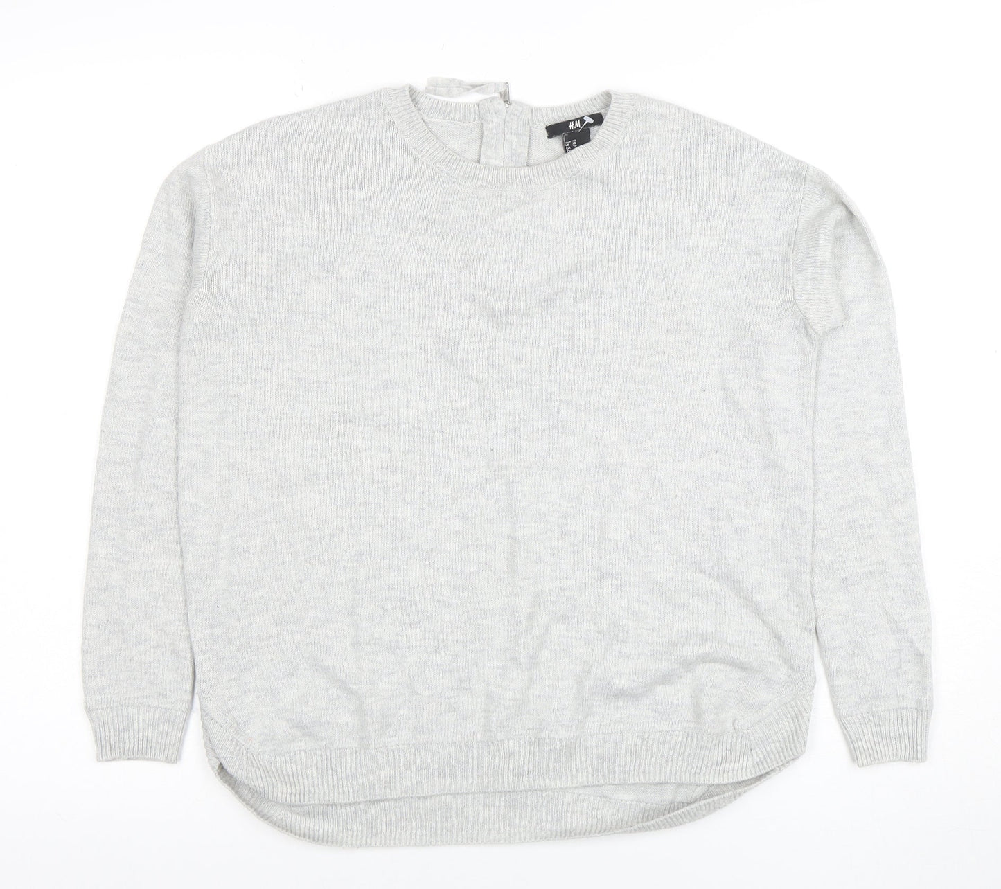 H&M Womens Grey XS Crew Neck Long Sleeve Knit Pullover Jumper