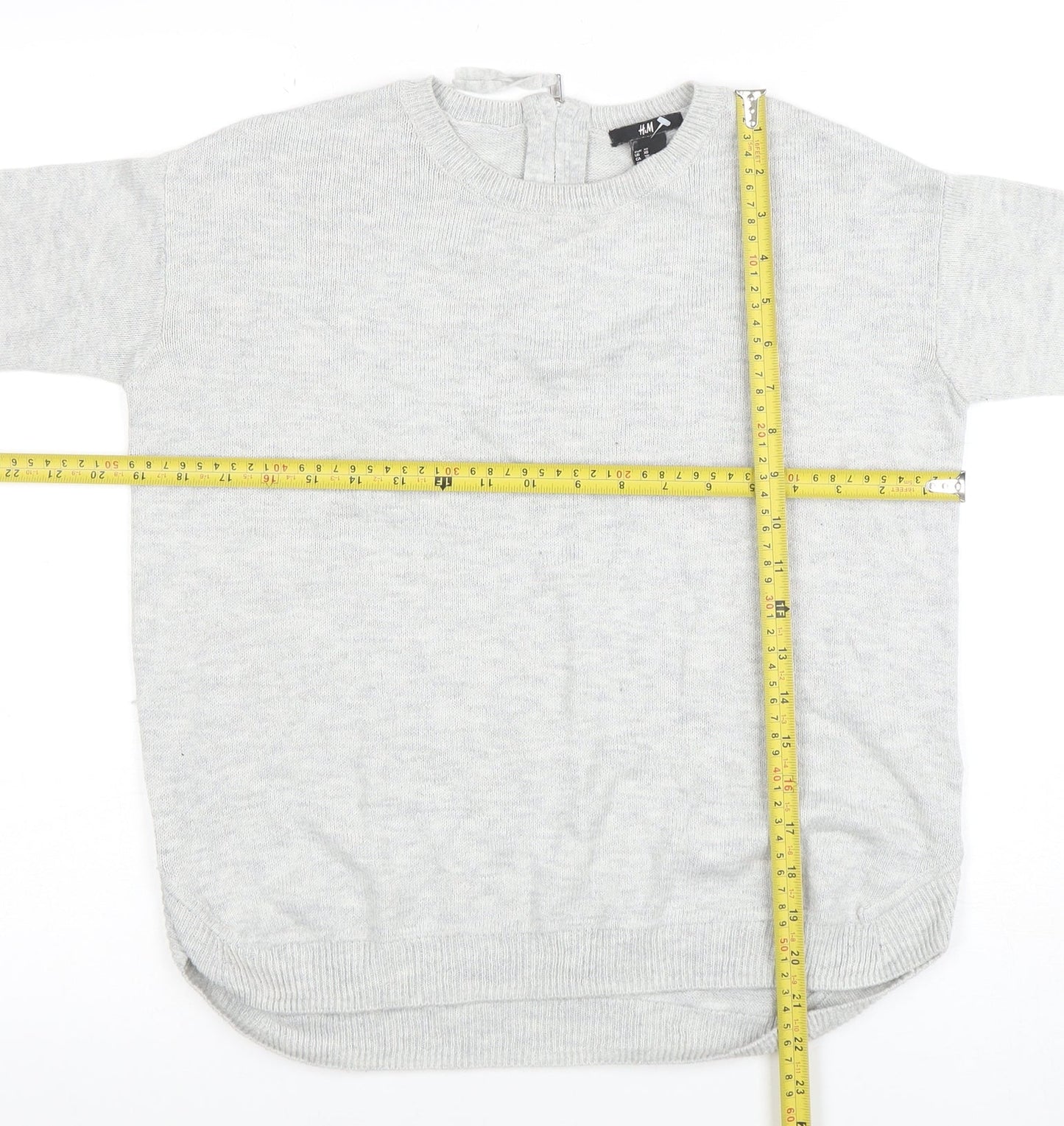 H&M Womens Grey XS Crew Neck Long Sleeve Knit Pullover Jumper