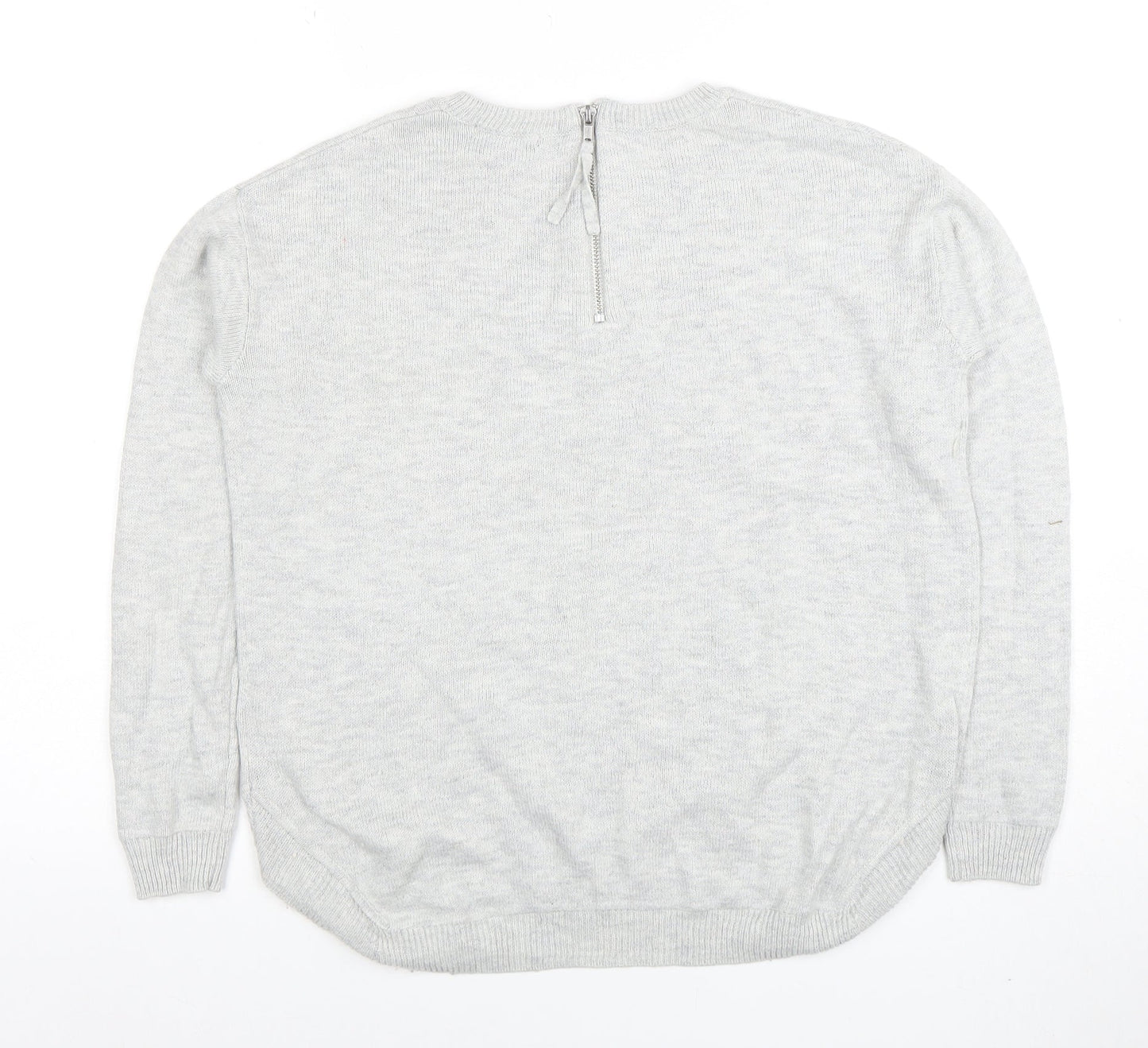 H&M Womens Grey XS Crew Neck Long Sleeve Knit Pullover Jumper