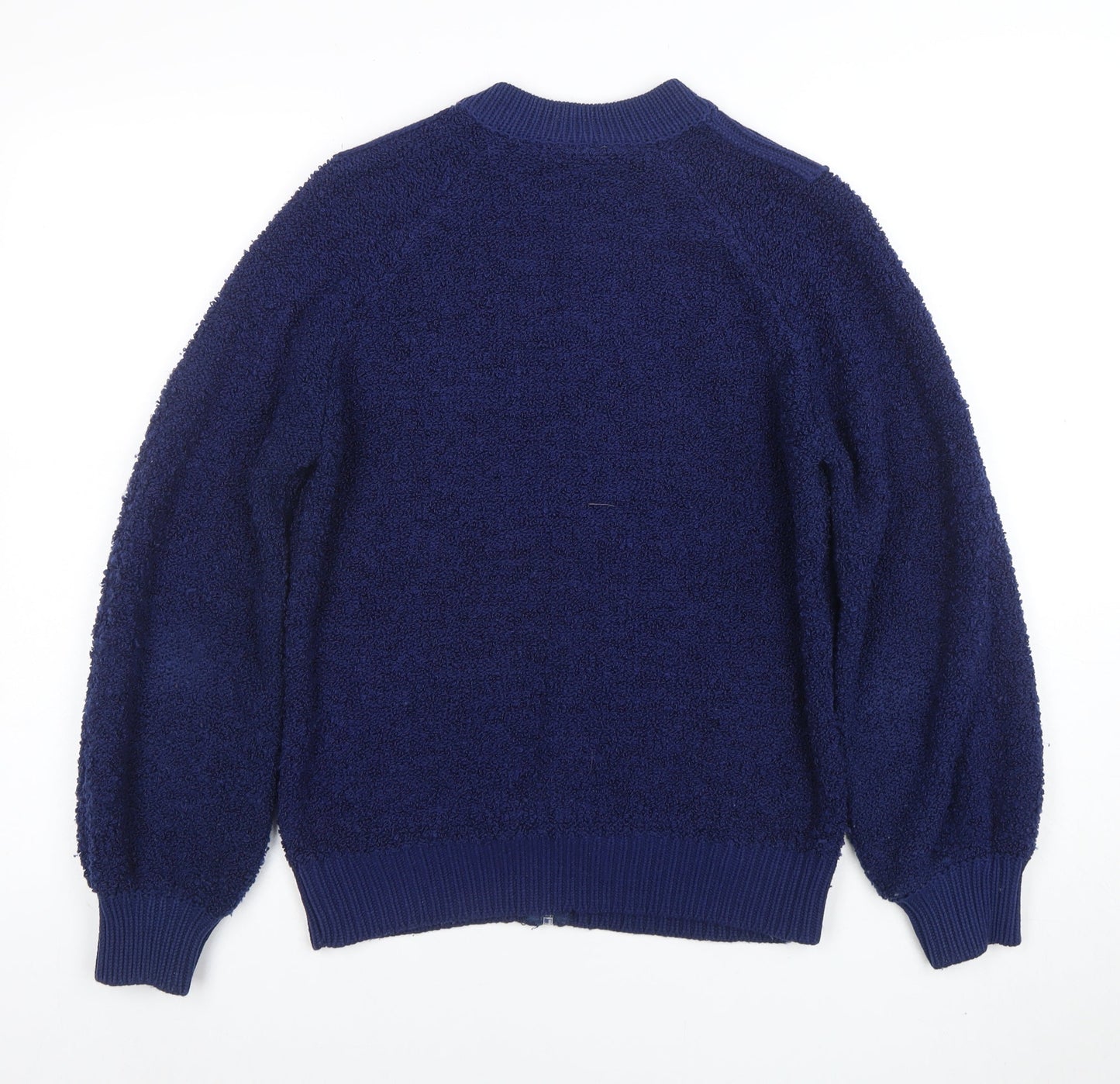 Amirco Women's Blue Wool Blend Full Zip Jumper M