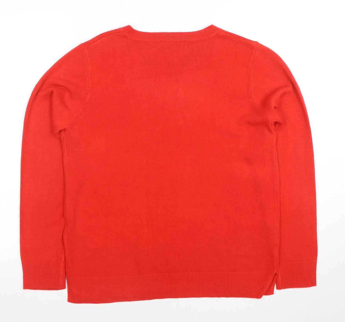 Marks and Spencer Women's Red Acrylic Crew Neck Pullover Jumper Size 14