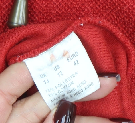 Dash Women Red Full Zip Hoodie Jacket UK 14 Polyester Cotton
