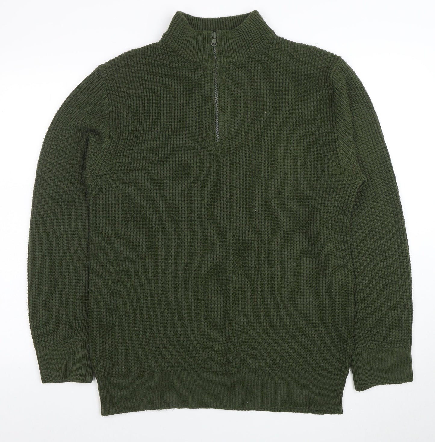 vidaXL Men’s Green 1/2 Zip High Neck Knit Jumper Size M