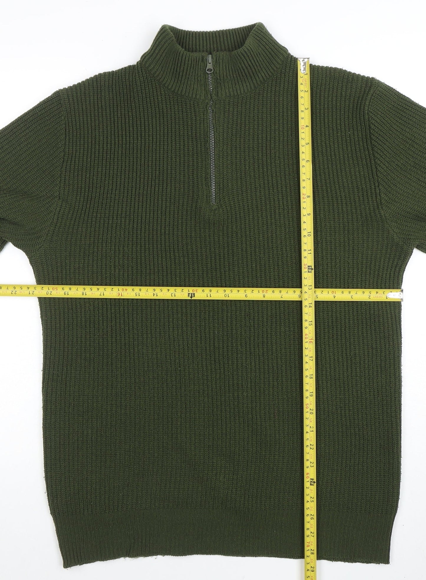 vidaXL Men’s Green 1/2 Zip High Neck Knit Jumper Size M