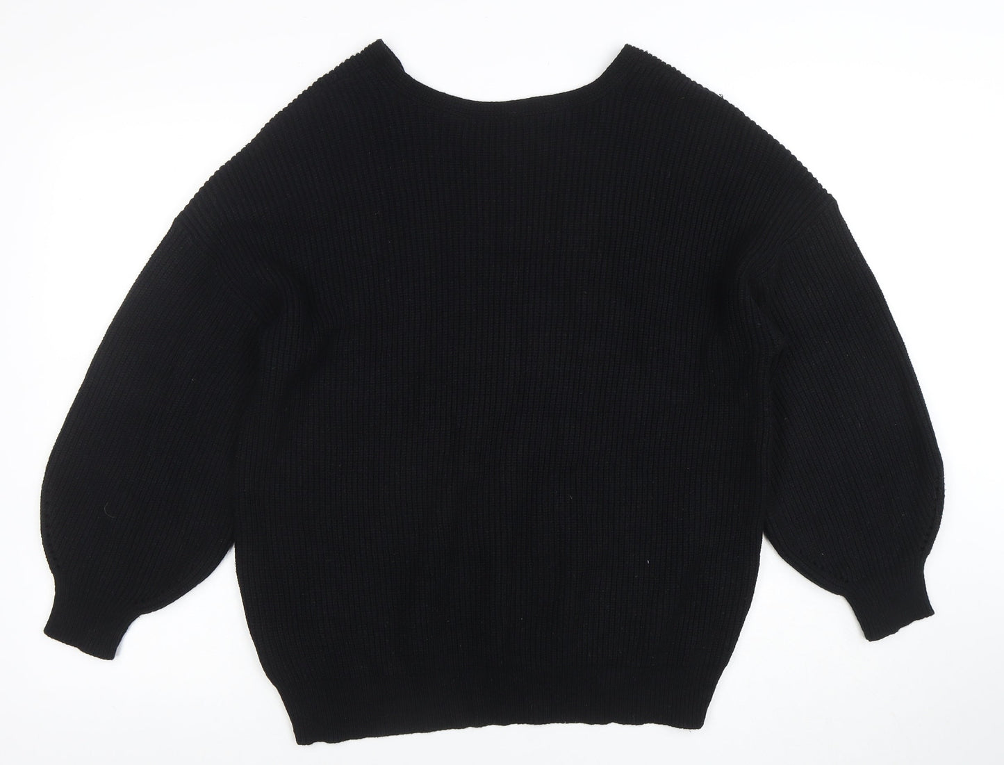 Next Women’s Black L Chunky Knit V-Neck Long Sleeve Jumper