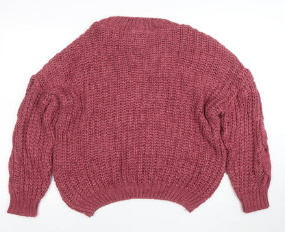 Dorothy Perkins Womens Purple Chunky Cable Knit Pullover Jumper M