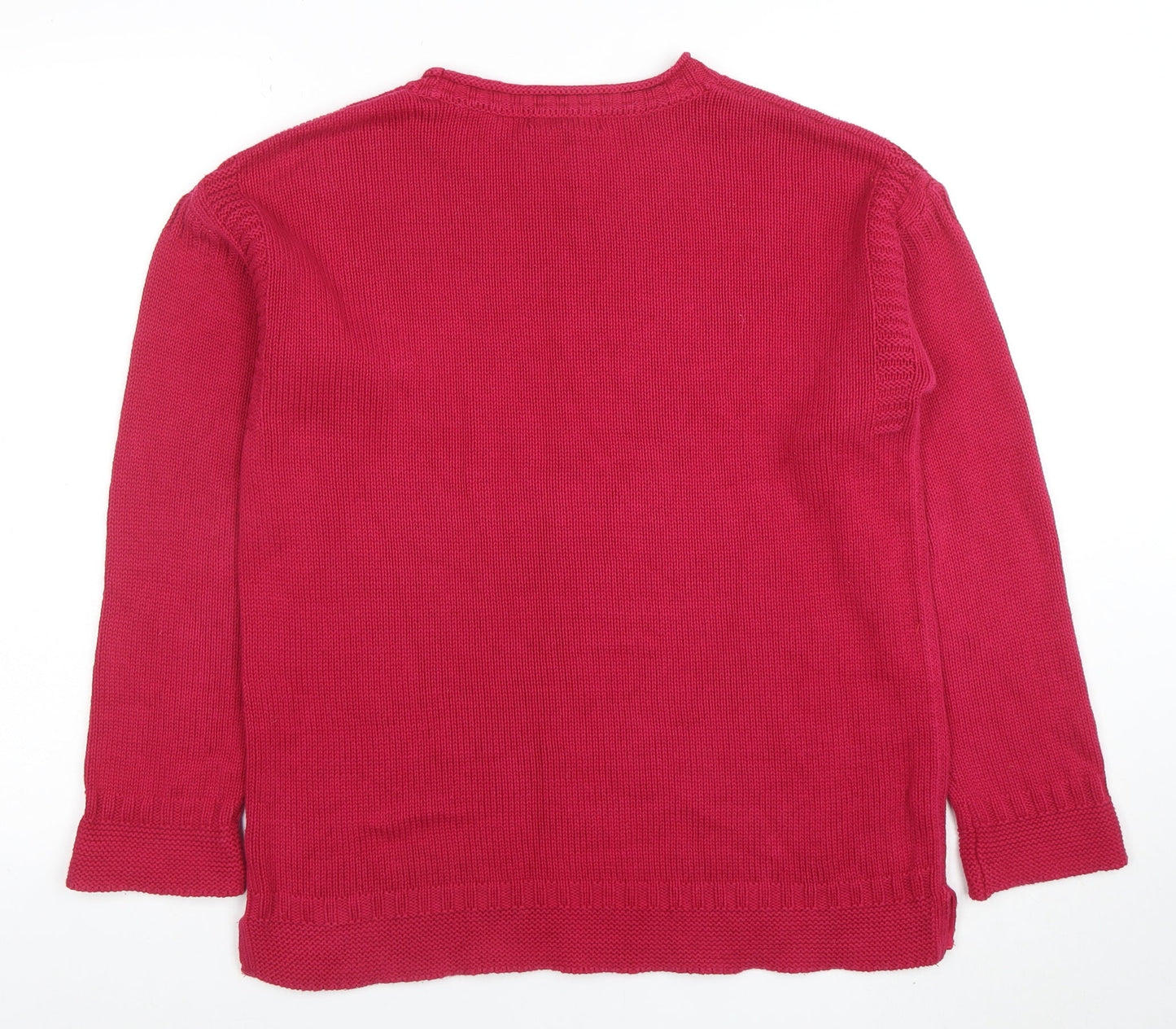 Marks and Spencer Women’s Red Cotton Crew Neck Long Sleeve Jumper Size 12