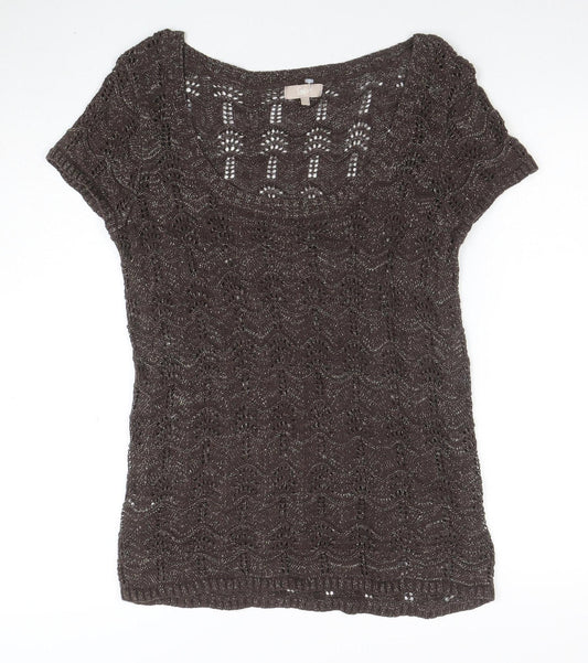 Soen Womens Brown Knit Short Sleeve Camisole Blouse Size 14