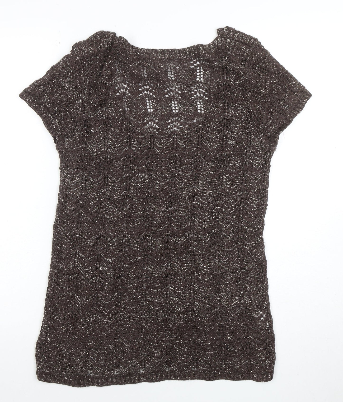 Soen Womens Brown Knit Short Sleeve Camisole Blouse Size 14