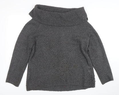 Orvis Women's Grey Cowl Neck Chunky Knit Jumper Size M