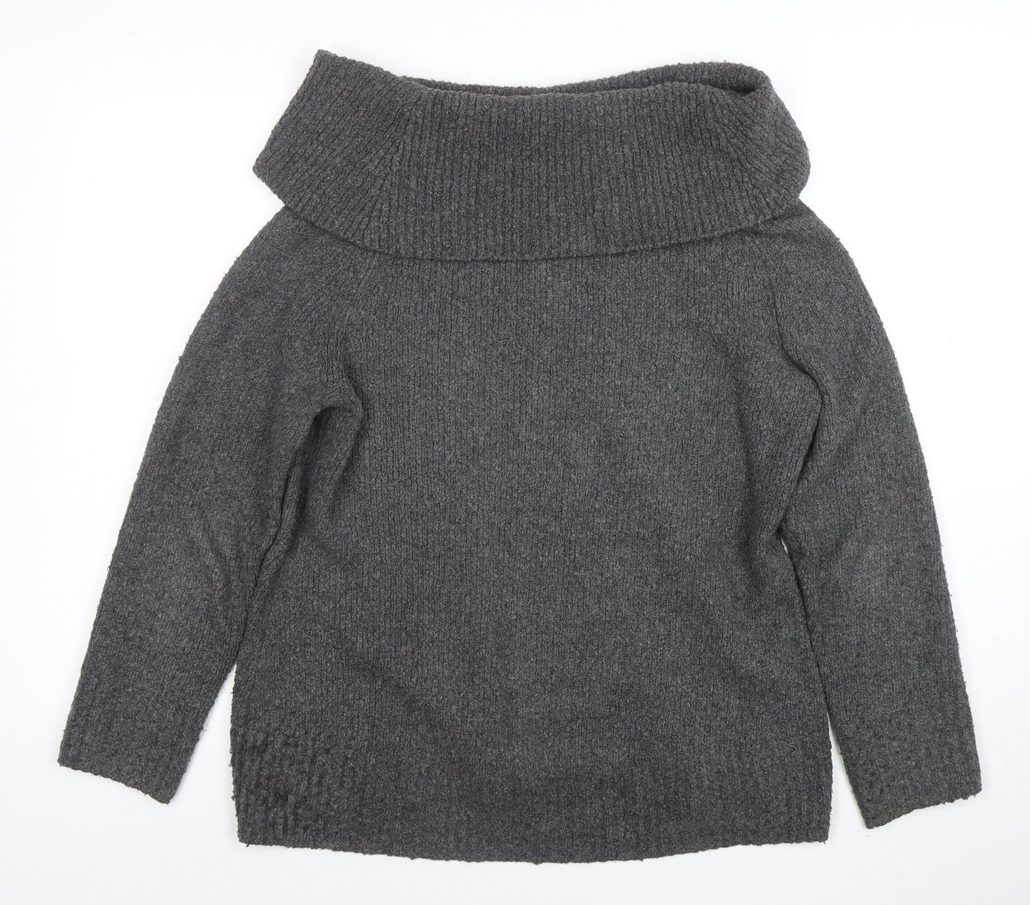 Orvis Women's Grey Cowl Neck Chunky Knit Jumper Size M