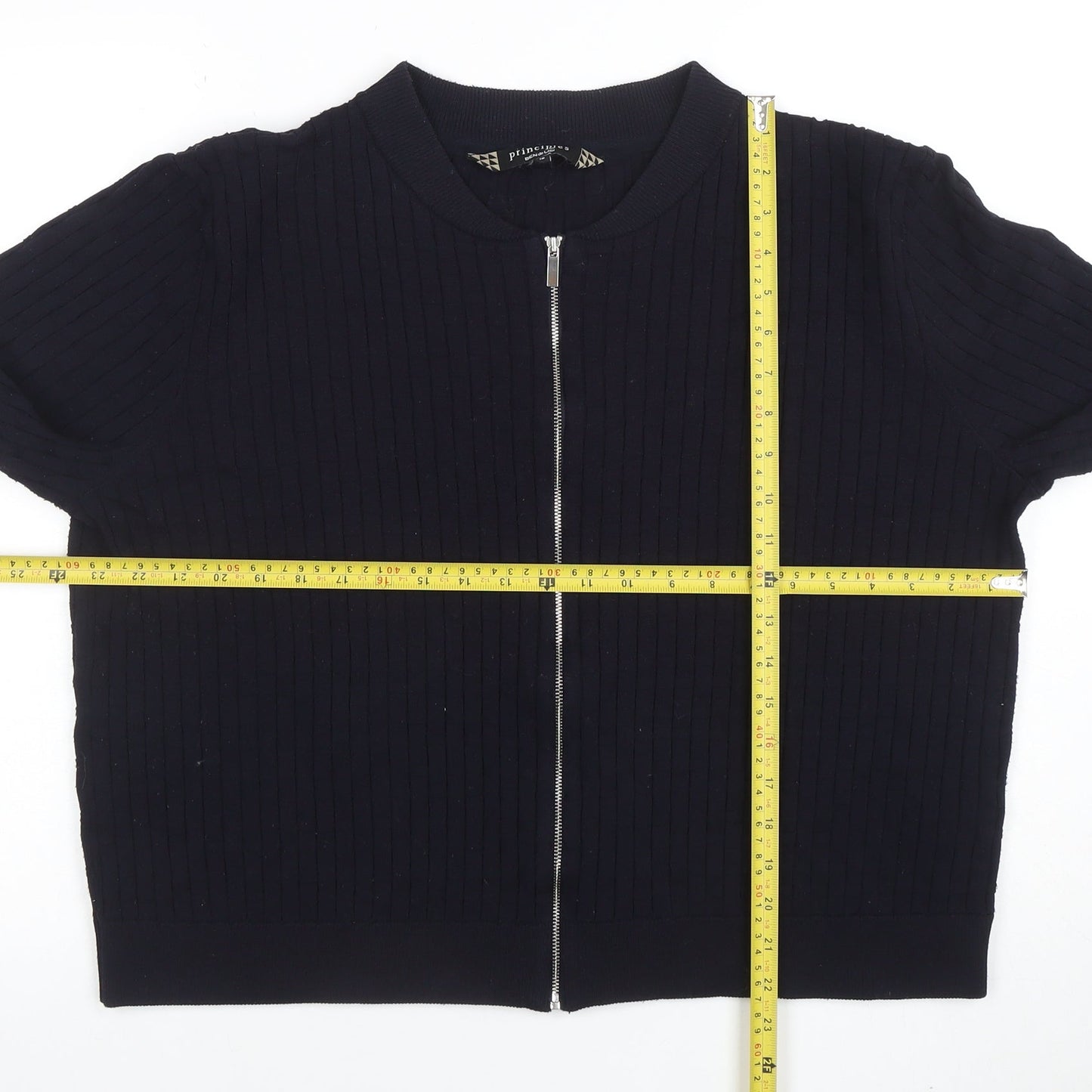 Principles by Ben de Lisi Women's Black Full Zip Cotton Blend Jumper Size 18