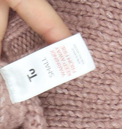 Tu Women Pink Crew Neck Chunky Knit Pullover Jumper Size S