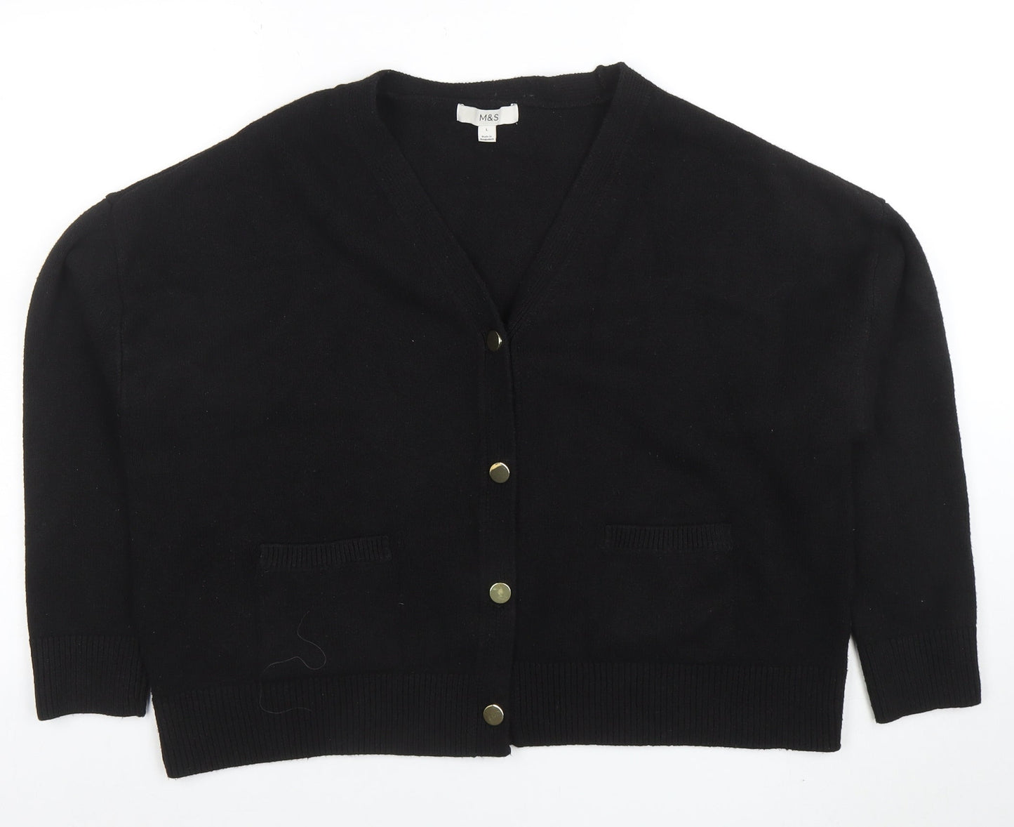 Marks and Spencer Women’s Black L V-Neck Buttoned Cardigan