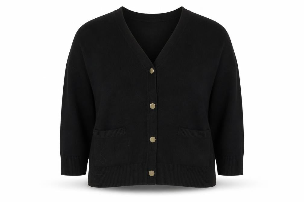 Marks & Spencer Women’s Black L V-Neck Buttoned Cardigan