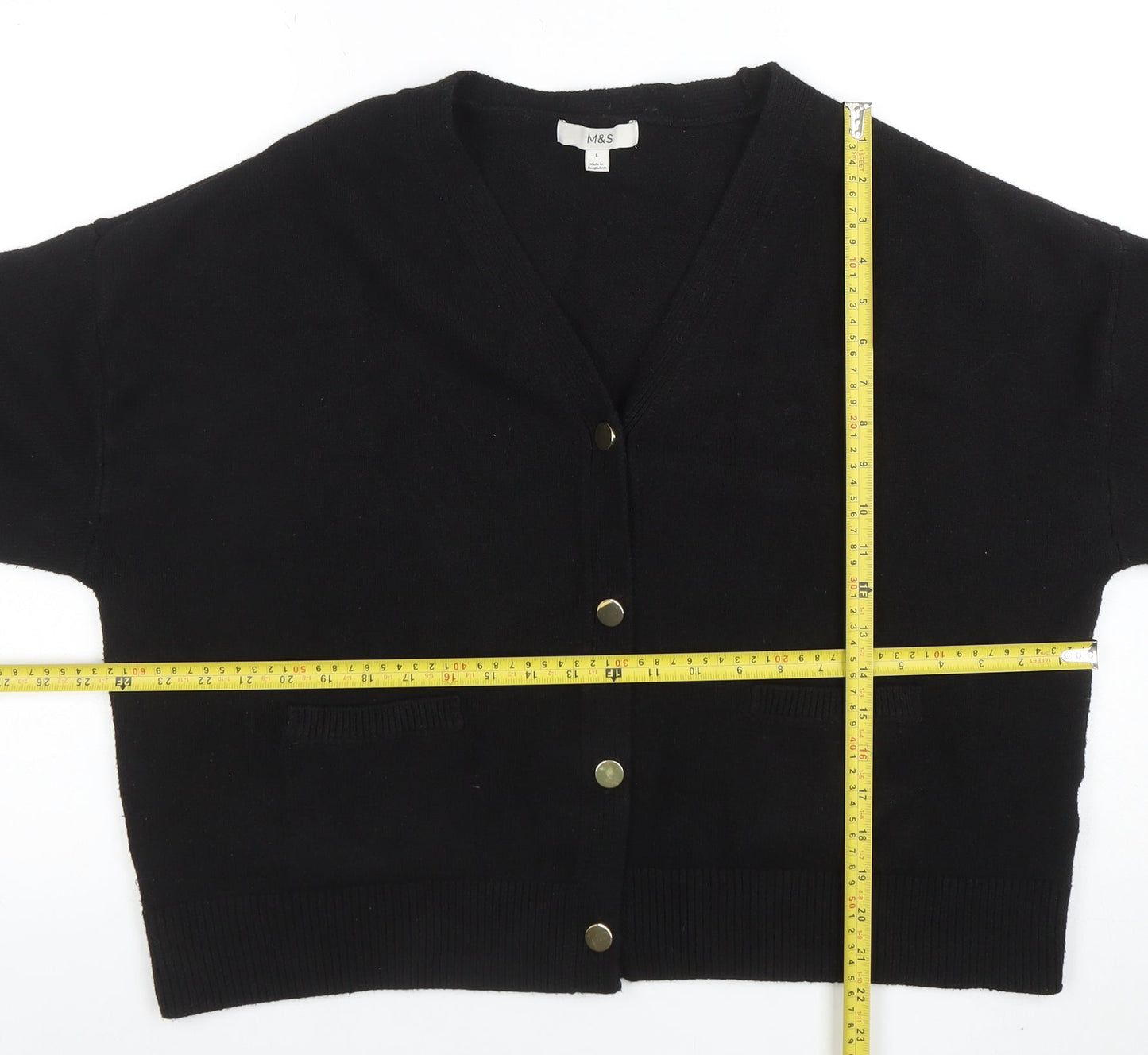 Marks and Spencer Women’s Black L V-Neck Buttoned Cardigan