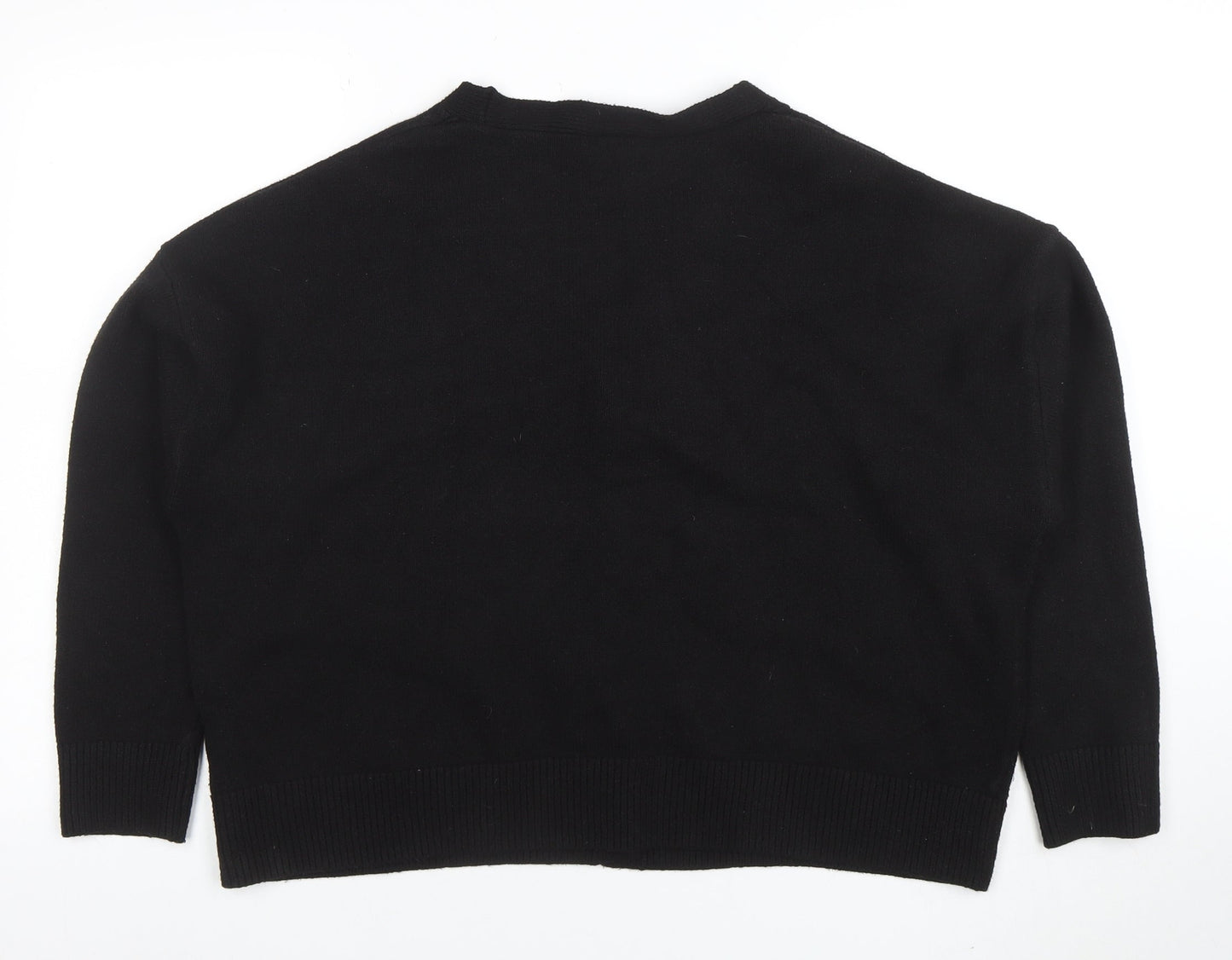 Marks and Spencer Women’s Black L V-Neck Buttoned Cardigan