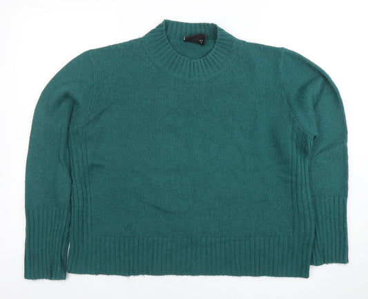 Monki Women Green Wool Blend High Neck Long Sleeve Pullover Jumper M