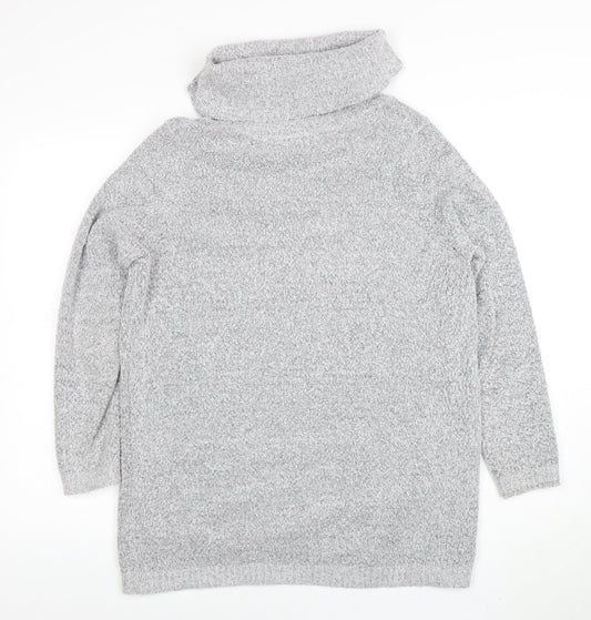M&Co Petite Women Grey Roll Neck Knit Jumper Size 16