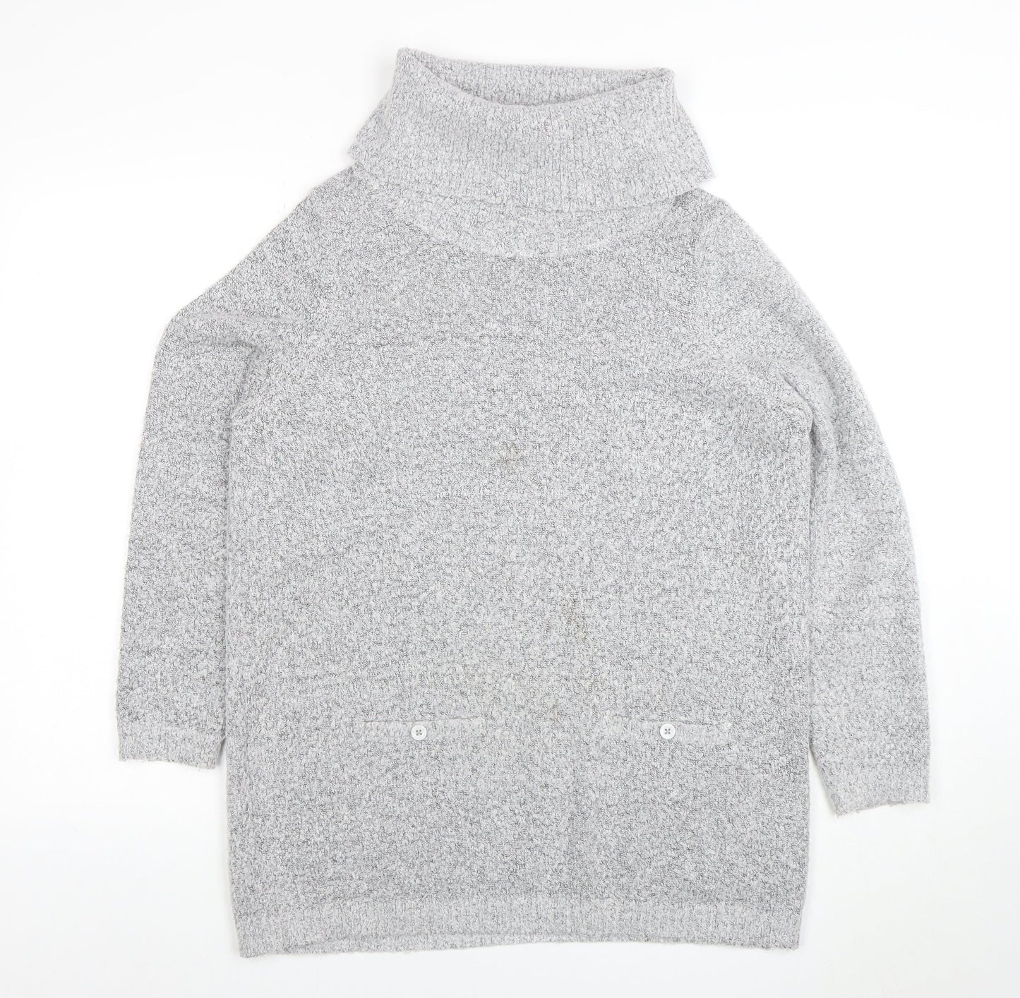 M&Co Petite Women Grey Roll Neck Knit Jumper Size 16
