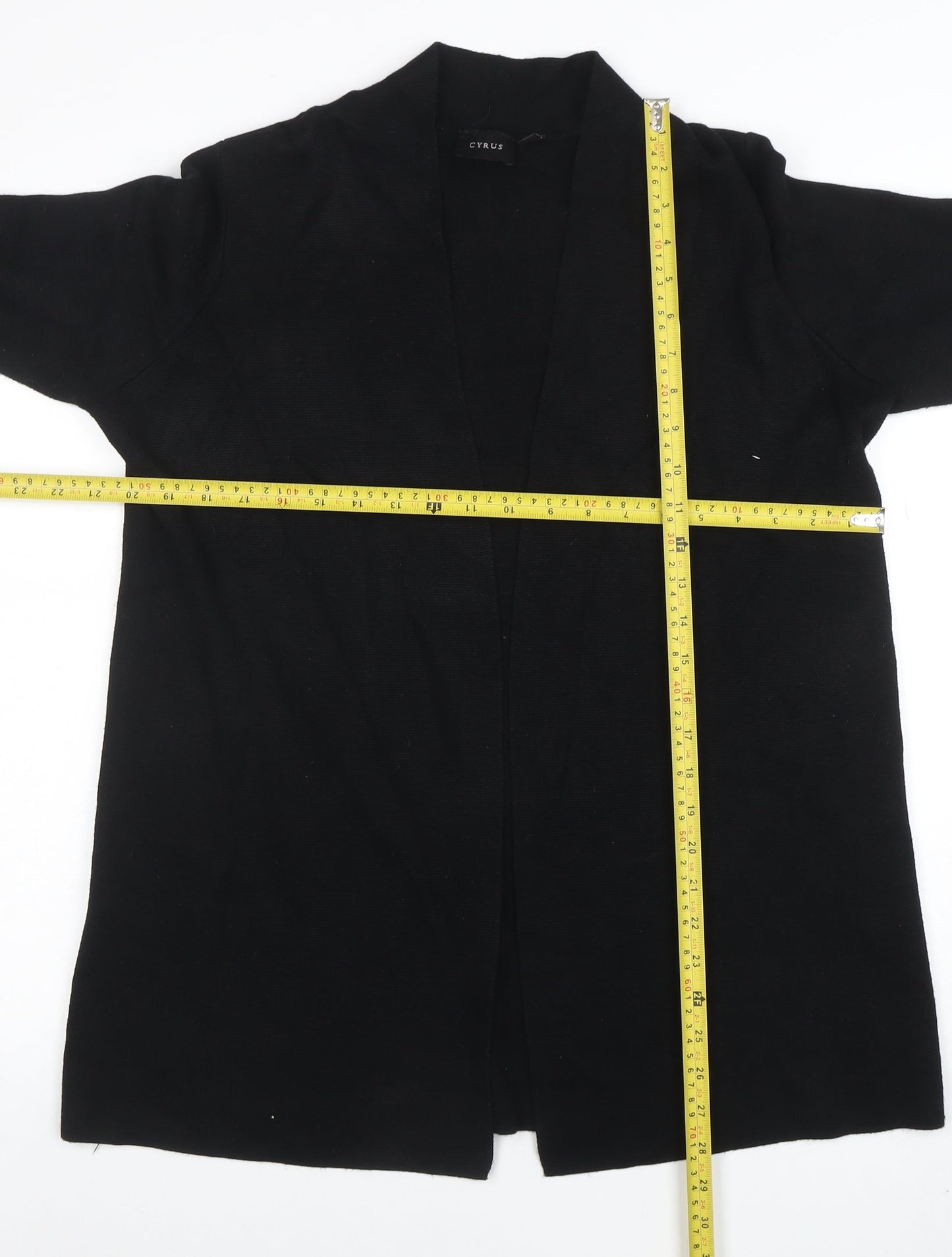 Cyrus Womens Black L Lightweight Open Knit Long Sleeve Cardigan