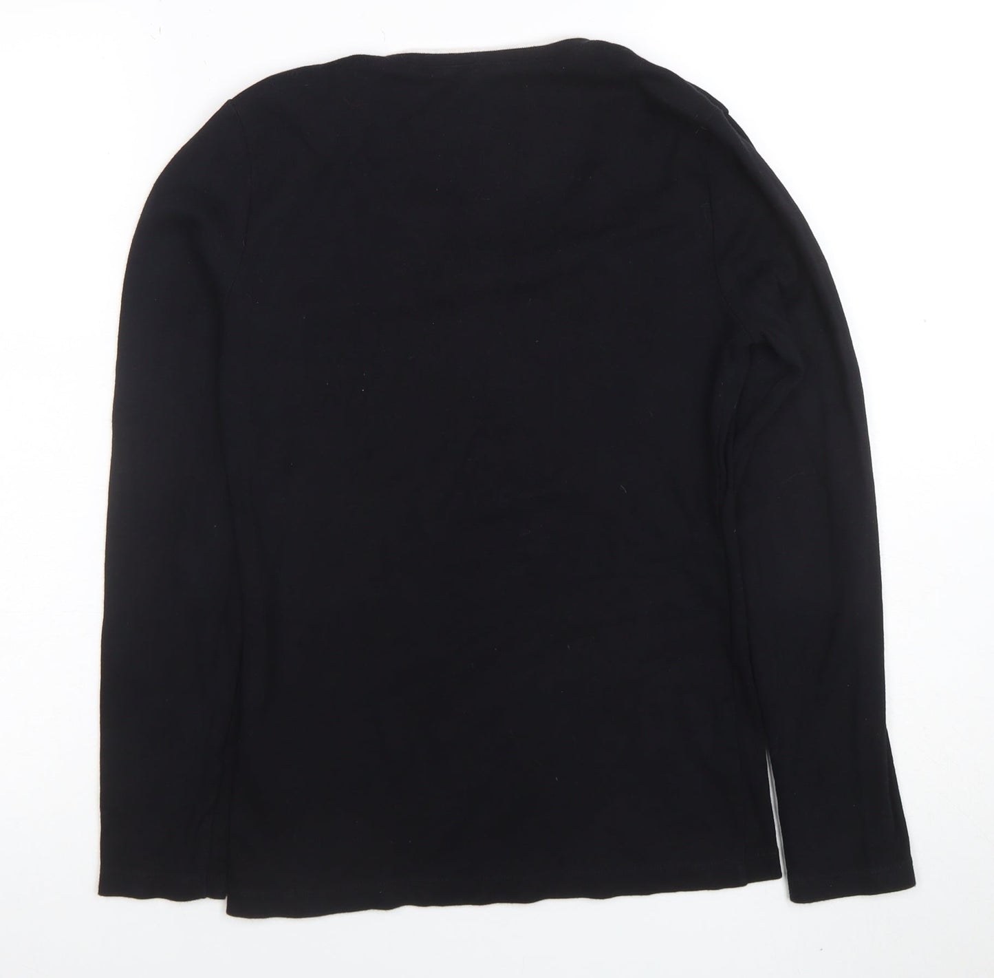 Tommy Hilfiger Women Black V-Neck Cotton Jumper M